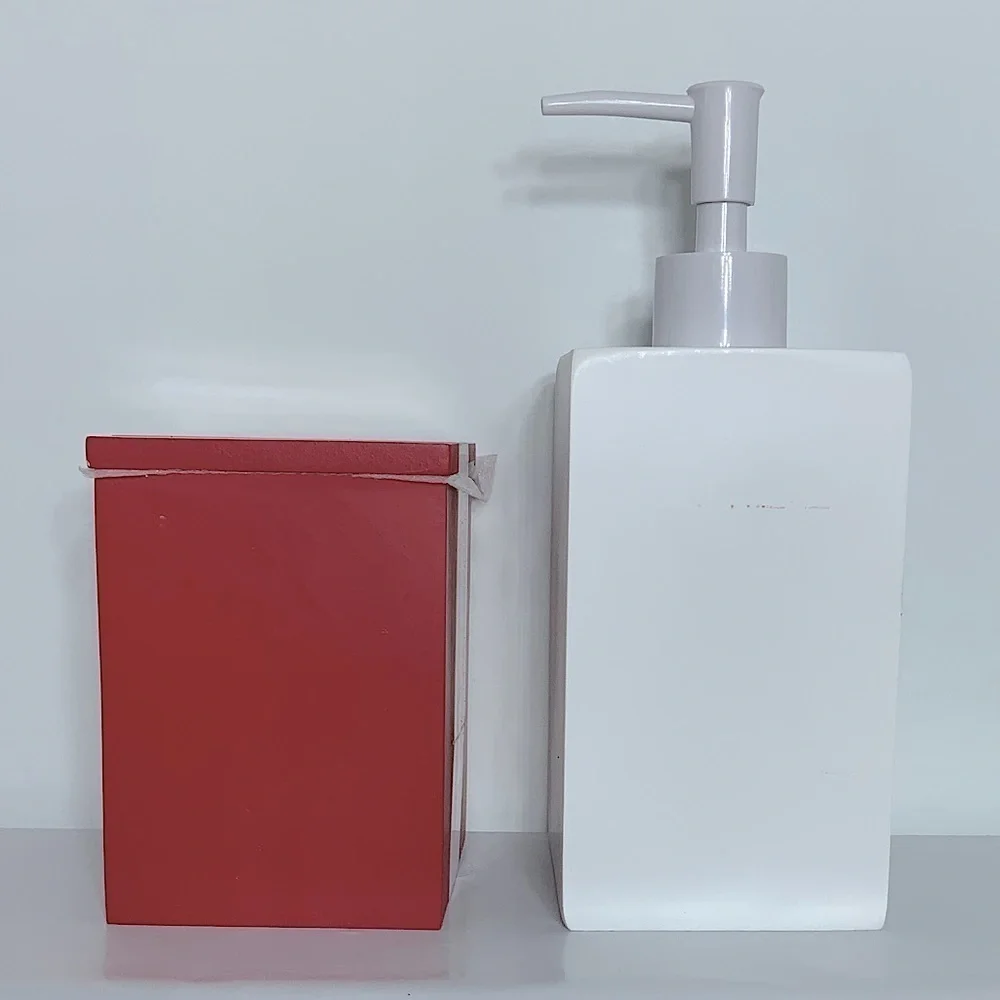 Wondershop Bath Christmas Accessory Set Soap Dispenser and Canister 2 Piece Set
